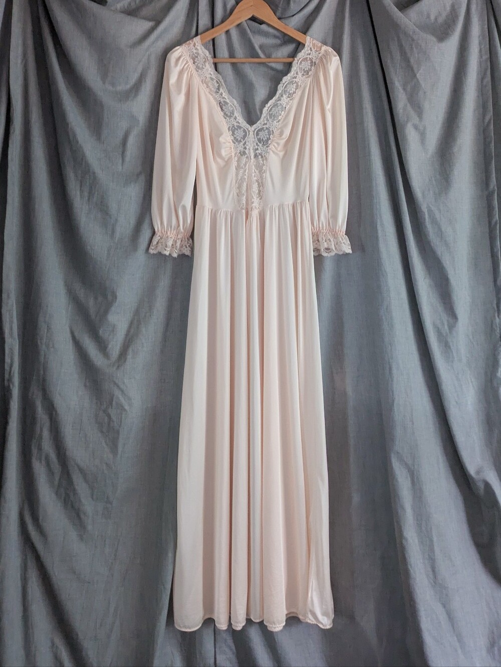 1970s/80s Ruffle Lace Maxi Nightgown By Olga